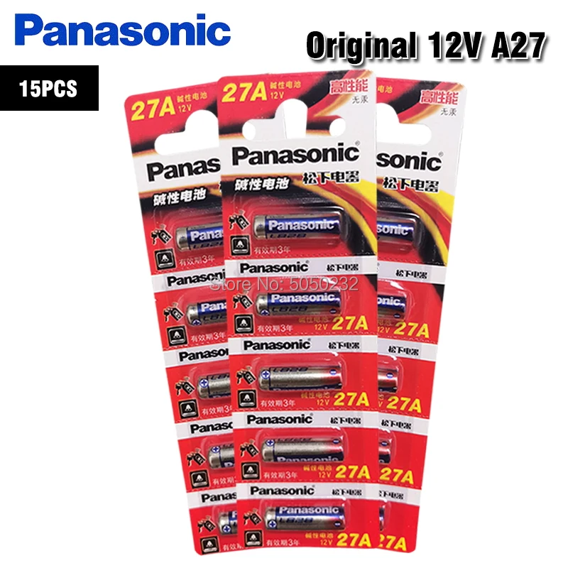 

Panasonic 15PCS 12V 27A A27 Alarm-Remote Dry Alkaline Battery Cells 27AE 27MN High Capacity Car Remote Toys Calculator DoorBell
