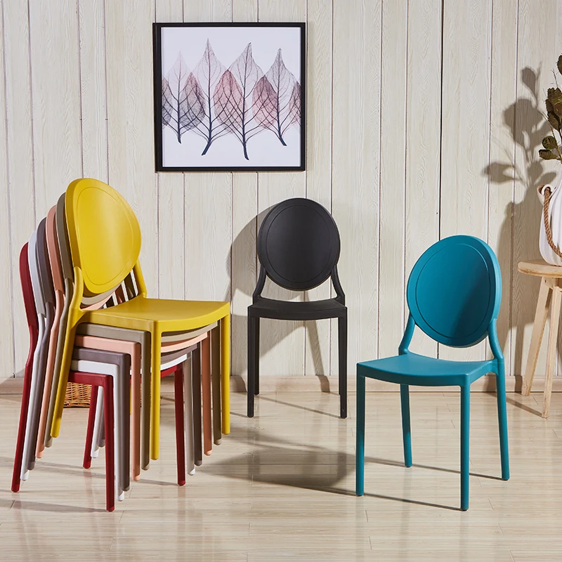 Скандинавский обеденный стул современный простой пластиковый спинка домашний