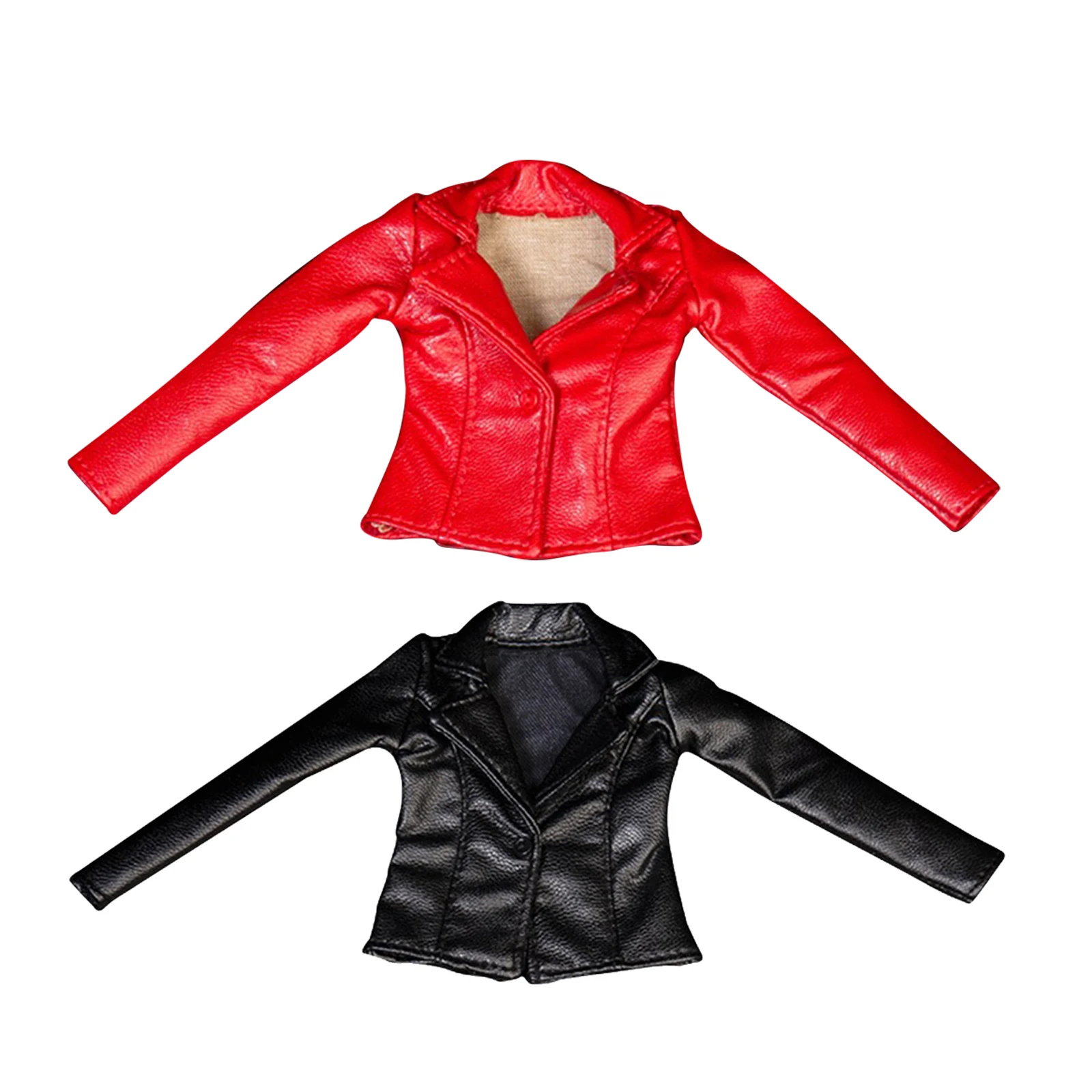 

Shorts PU Leather Jacket Coat for 12' HT Doll Dress up Clothes Accs Red