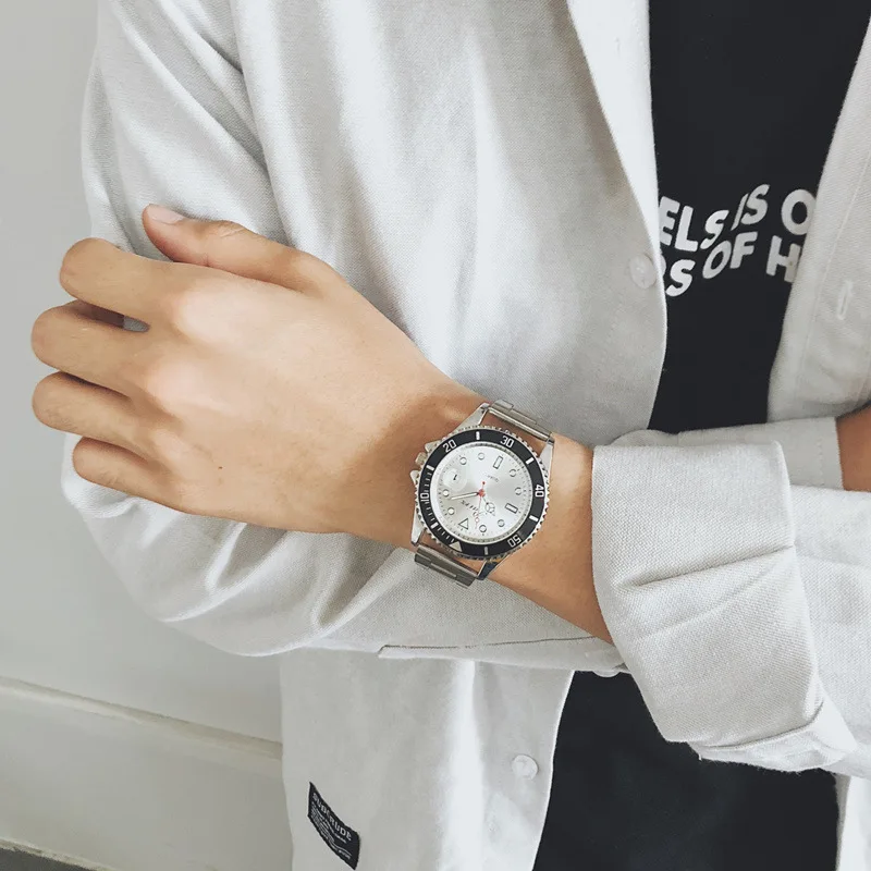 Классические модные роскошные зеленые водонепроницаемые мужские кварцевые часы