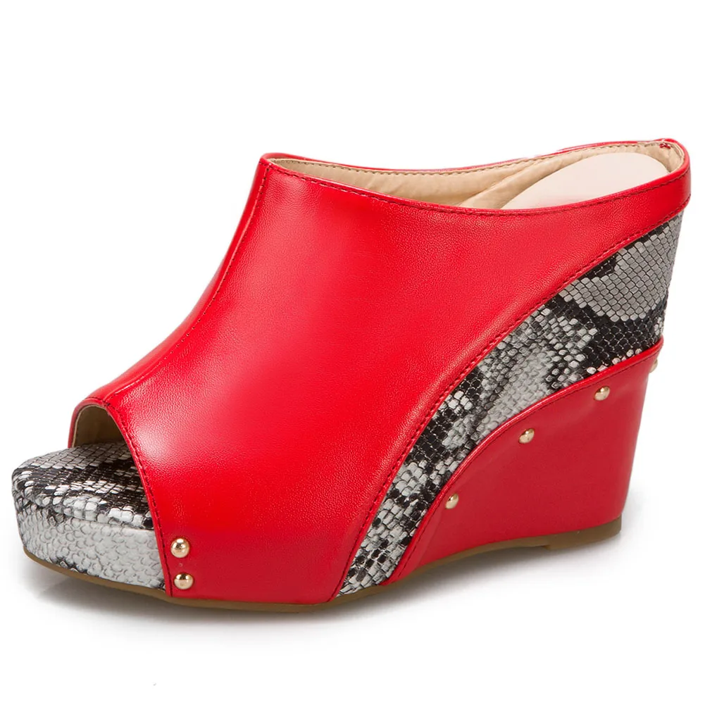 

Sorphio The Size 34-44 Female Open Toe Stylish Dress Summer Women Shoes Mixed Color Slip On Wedges Platform Pumps Women Pumps