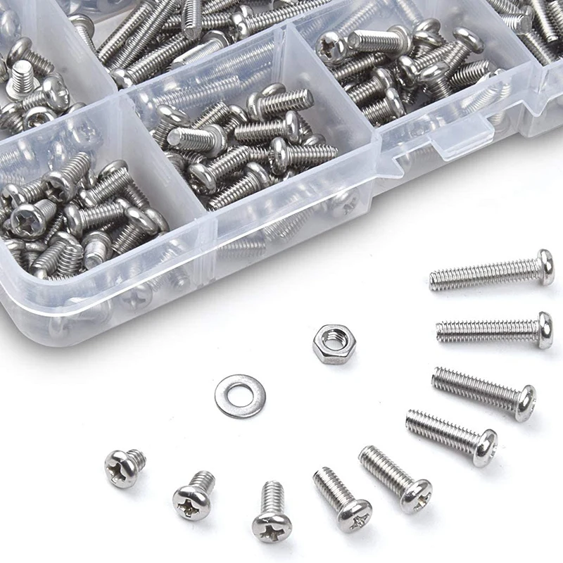 

HOT-765 PCS M4 Screws Pan Head Screws Set Stainless Steel Bolts Nuts Flat Washers Machine Screws Kit