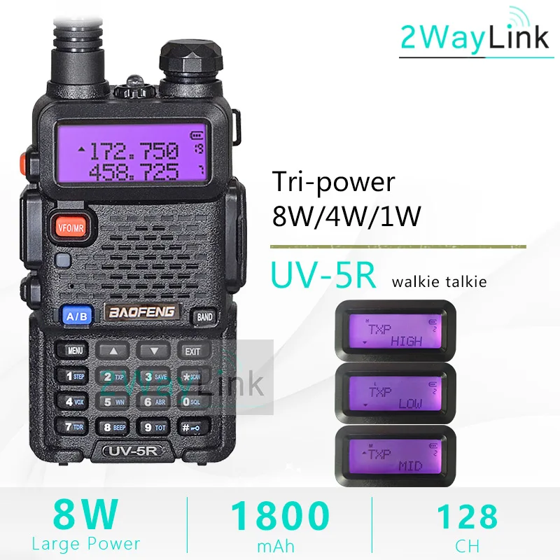 

Рация BaoFeng UV 5R, любительская радиостанция 8 Вт, двусторонняя радиосвязь, приемник VHF UV5R UV 82 UV9R для охоты