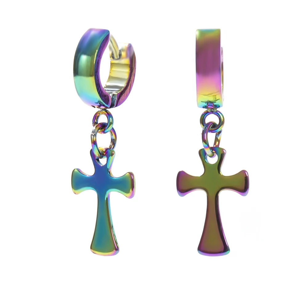 

Новые красочные серьги из нержавеющей стали с крестом для женщин, корейские модные мужские серьги, рождественские подарки