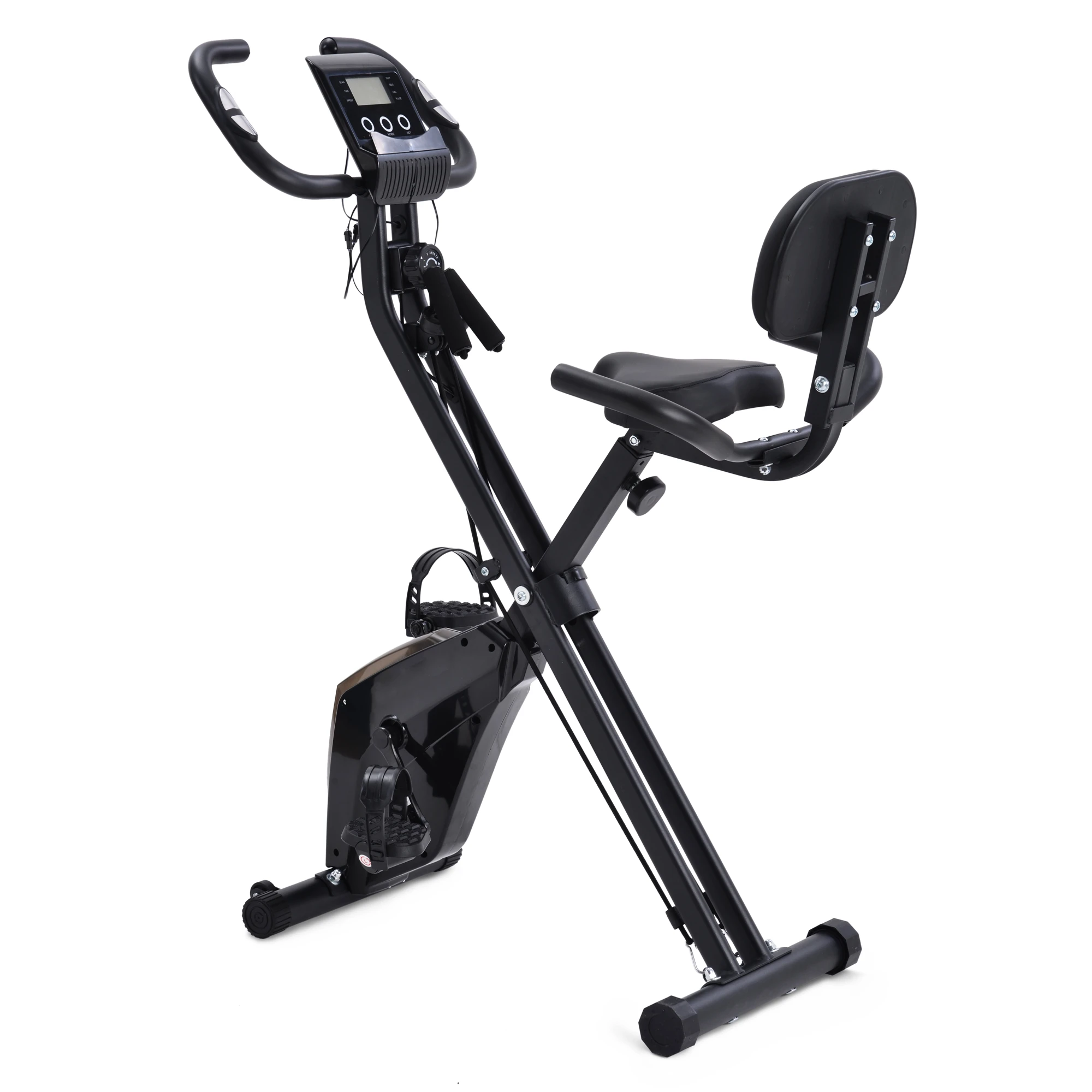 

X-Bike Heimtrainer mit Pulssensoren, Fitnessrad für Heimtrainer, gepolsterter Sitz und Rückenlehne, Tiffany blau / rot / schwarz