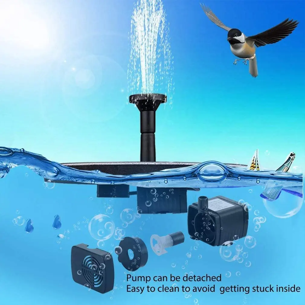 

Solar Fountain Pump 1.4W With 6 Styles Nozzles Solar Powered Water Pump Submersible Outdoor For Bird Bath Pond Pool Fish Tank