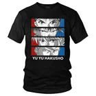 Футболка Yu Hakusho мужская с принтом, хлопковая тенниска в стиле Харадзюку, майка с короткими рукавами, с рисунком манга, юсукэ, урамеши, Курама, Hiei, Kuwabara