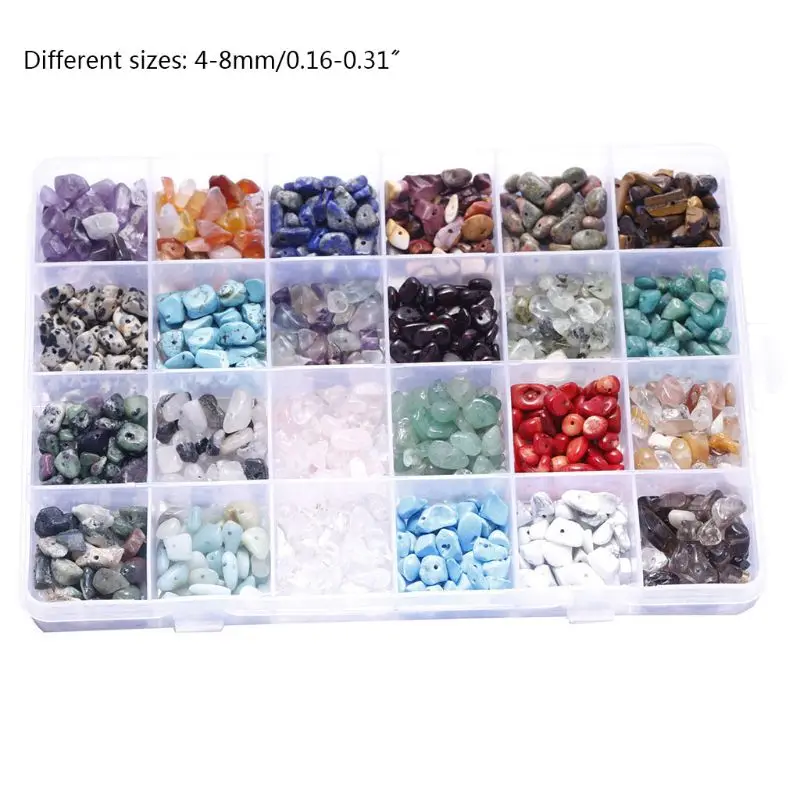 

24 Grids Gemstone Beads Irregular Assorted Box Set Loose Bead for Jewelry Making
