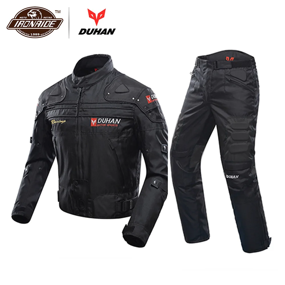 DUHAN Windproof Motorcycle Racing Suit Protective Gear Armor Motorcycle Jacket+Motorcycle Pants Hip Protector Moto Clothing Set