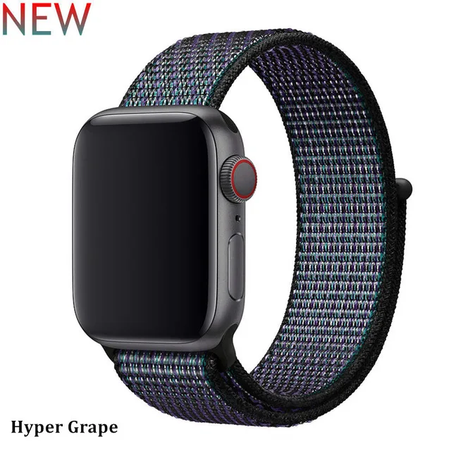 Последняя нейлоновый ремешок für apple watch группа 4 44 мм/40 мм, correa apple watch 3 42 мм/38 мм iwatch серии 4/3/2 bunte stecker чехол для телефона на руку - Цвет ремешка: NEW Hyper Grape