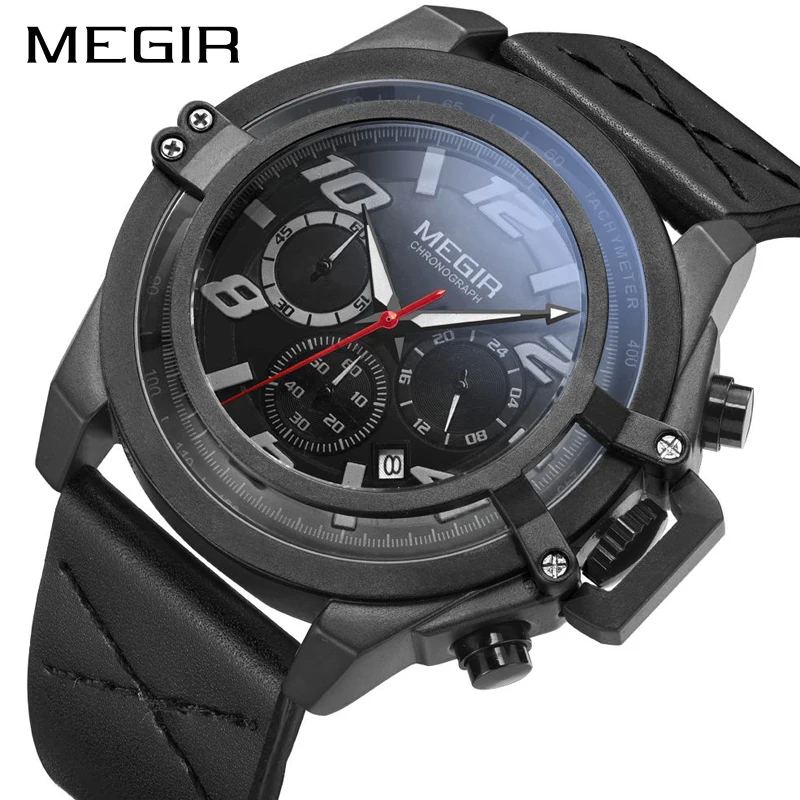 

MEGIR Роскошные спортивные часы мужские модные хронограф кварцевые военные армейские часы мужские Clcok Relogio Masculino наручные часы 2052