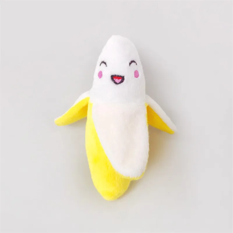 Banana 1 шт. звучащий щенок собака жевательная игрушка фрукты овощи курица барабан кости пищать игрушка для кошек домашних животных плюшевый красный перец Баклажан редиска - Цвет: Banana