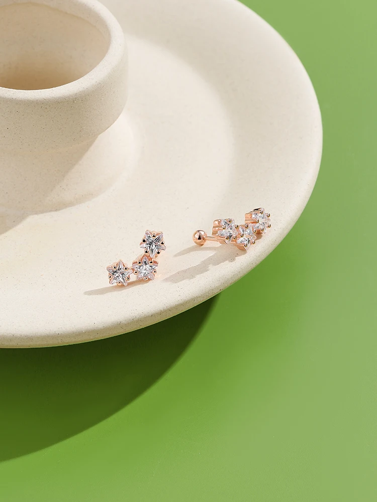 

ZEMIOR Romantic Star 925 Sterling Silver Stud Earrings For Women Clear Cubic Zirconia Small Earring Engagement Fine Jewelry Gift