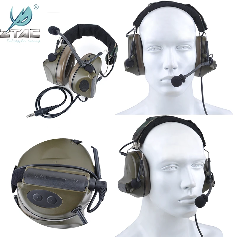 Тактические наушники Ztac Comtac II авиационные активные с защитой от шума для охоты