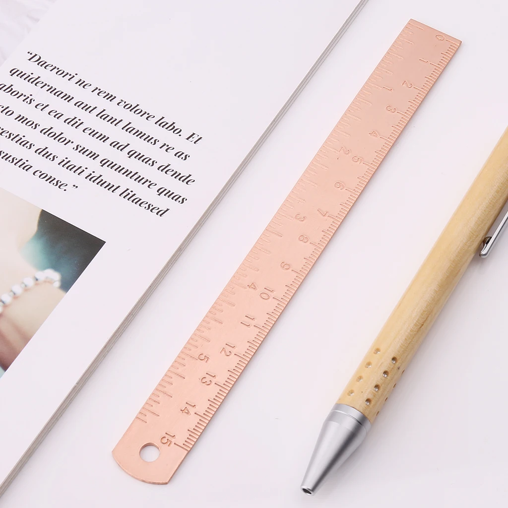

Vintage Copper Brass Ruler Bookmark Label Book Mark Cartography Painting Measuring Tool Office School Stationery