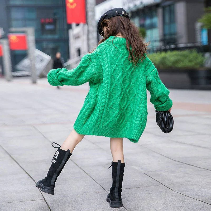 Детский вязаный свитер детская одежда пуловер для девочек подростков Осенний