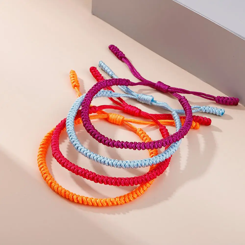 16 стилей сплошной цвет ручной работы тканый браслет из нейлоновой веревки для