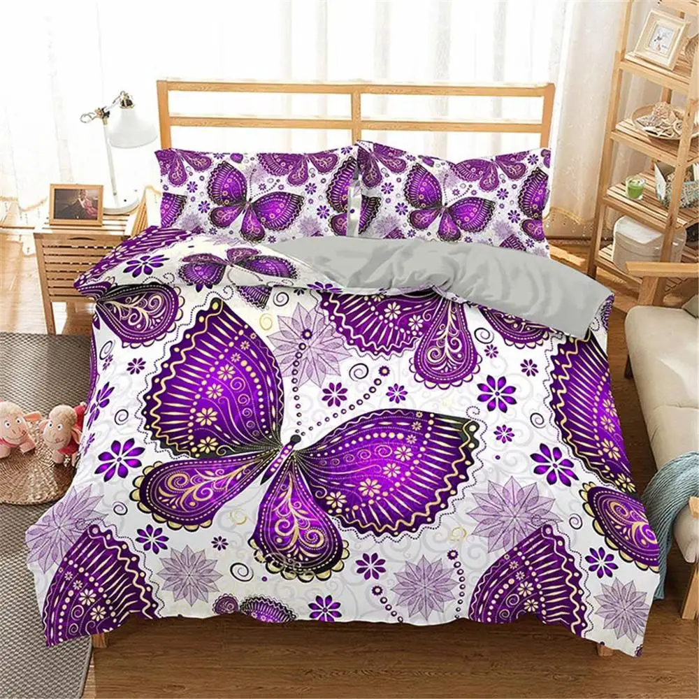 

Boniu Butterfly With Leaves 3d Bedding Set Home Decoration Comforter Duvet Cover Pillowcase Animal Bed Set For Adults