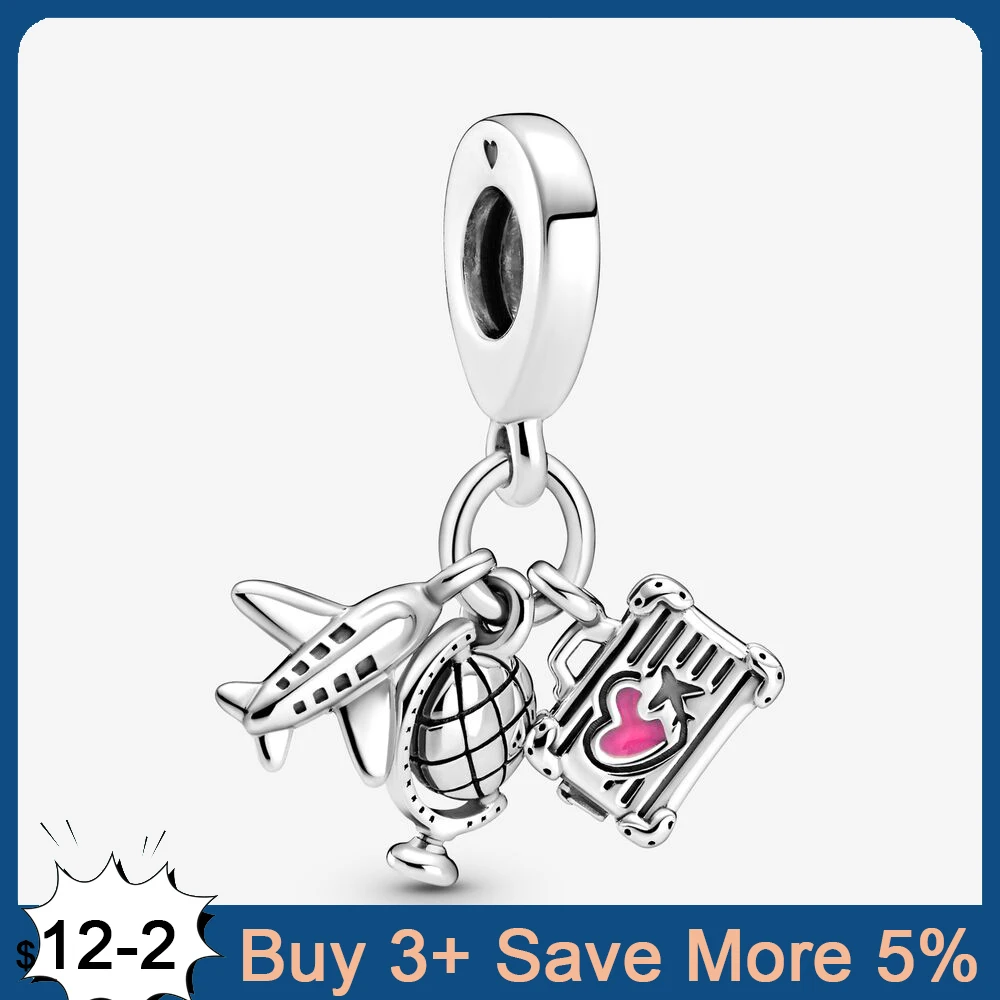 

Подлинные искусственные серебряные шармы, бусины в виде самолета, глобуса, подходит для оригинального браслета Pandora, серебряные ювелирные и...