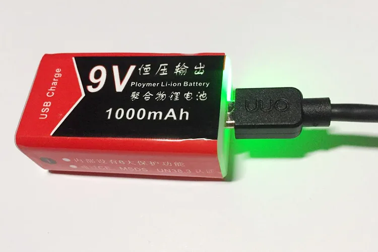 Зарядка по USB литий ионная батарея 9 В 500 мАч перезаряжаемая 1000 для мультиметра