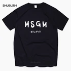 Мужская футболка MSGM, летняя брендовая футболка Shubuzbi с буквенным принтом, хлопковая Футболка с круглым вырезом, белая, серая футболка, Прямая поставка от поставщика