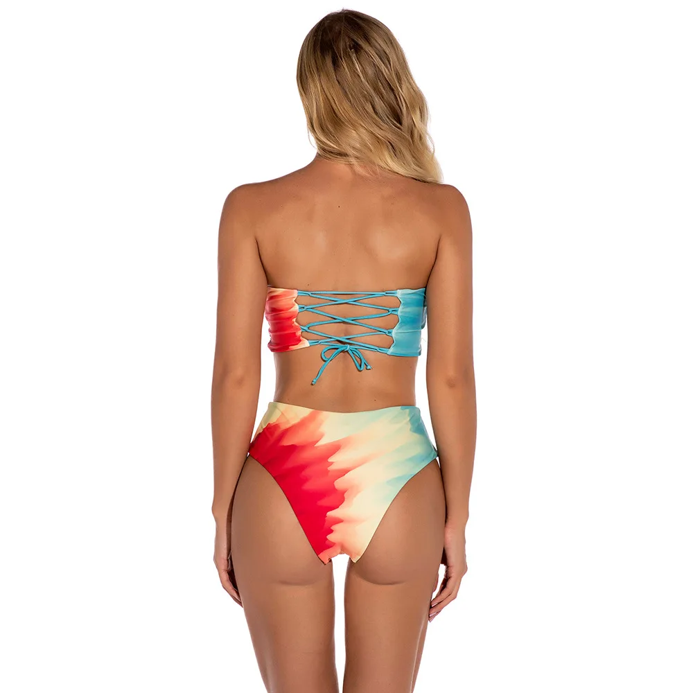 2021 New European and American Fashion Ladies Swimwear Sexy Tube Top Halter Triangle Split Swimsuit Bikini Bikiniwomen | Спорт и
