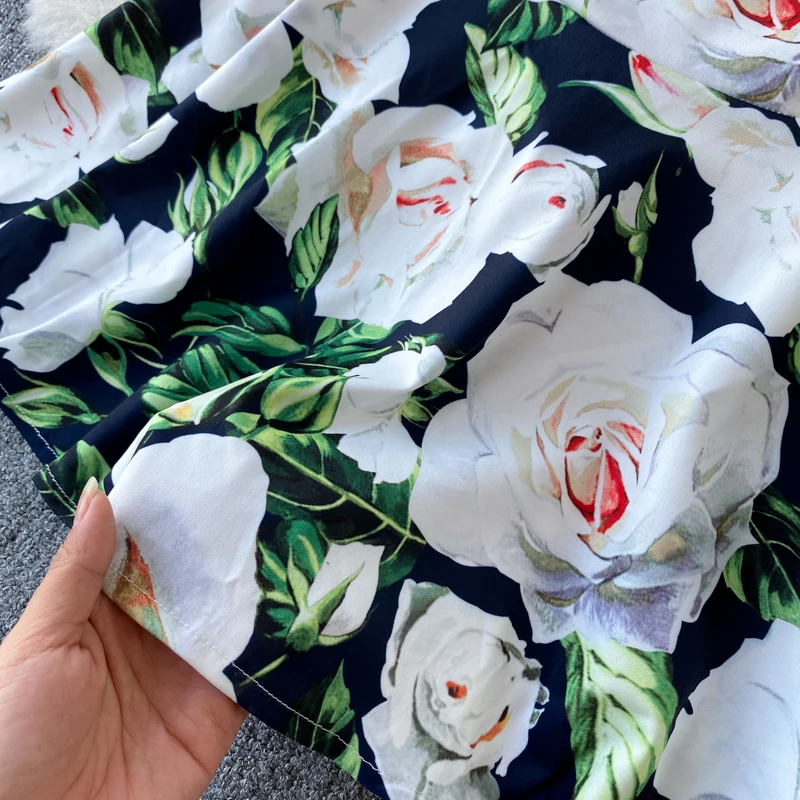 

Croysier Women Dresses Flower Print Office Lady Vintage Elegant Dress Square Neck 3/4 Sleeve Ruffle Hem Sexy Bodycon Midi Dress