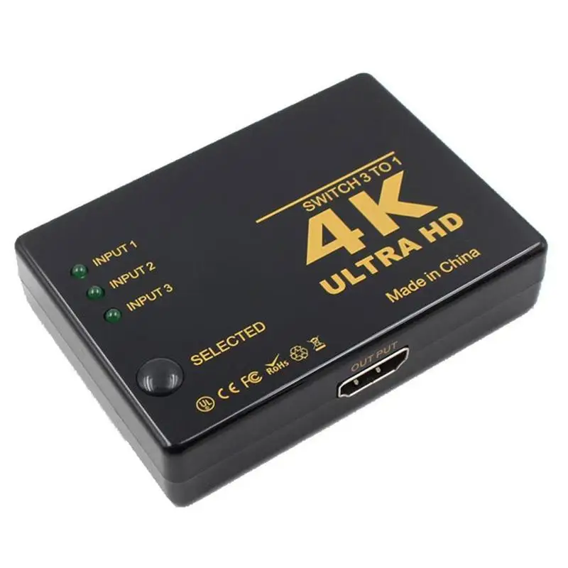 

1Pcs 1080P 4K*2K Video Switch Switcher HDMI-compatib Splitter For DVD PS4 Input 3 Converter Port Output PS3 Video Hub HDTV X8Q6