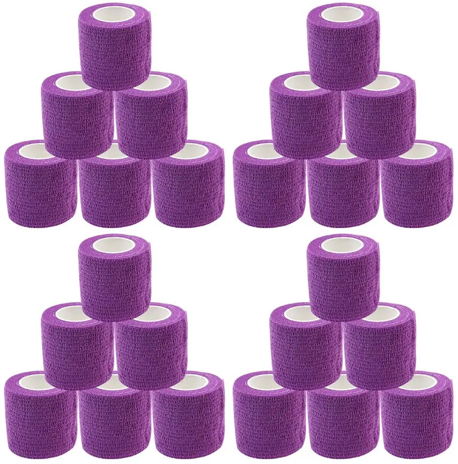 

24pcs Purple Tattoo Grip Bandage Cover Wraps Tapes Nonwoven Waterproof Self Adhesive Finger Wrist Protection Tattoo Accessories
