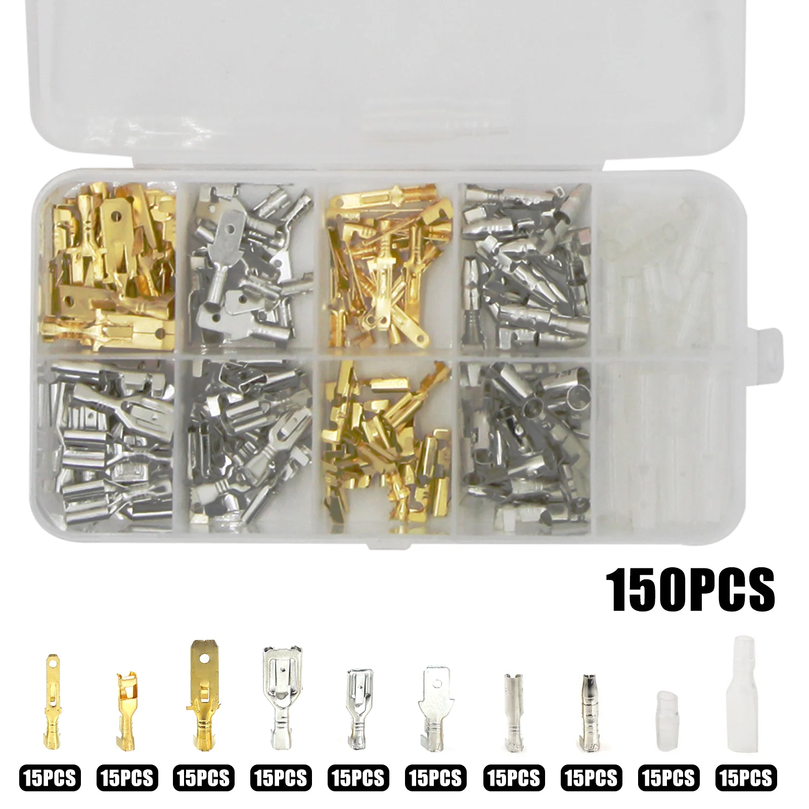 

150Pcs 6.3Mm 2.8Mm 4.8Mm 4.0Mm Male Female Car Spade Connector Plug Splice Brass Crimp Wire Terminals for Motorcycle Bike Car