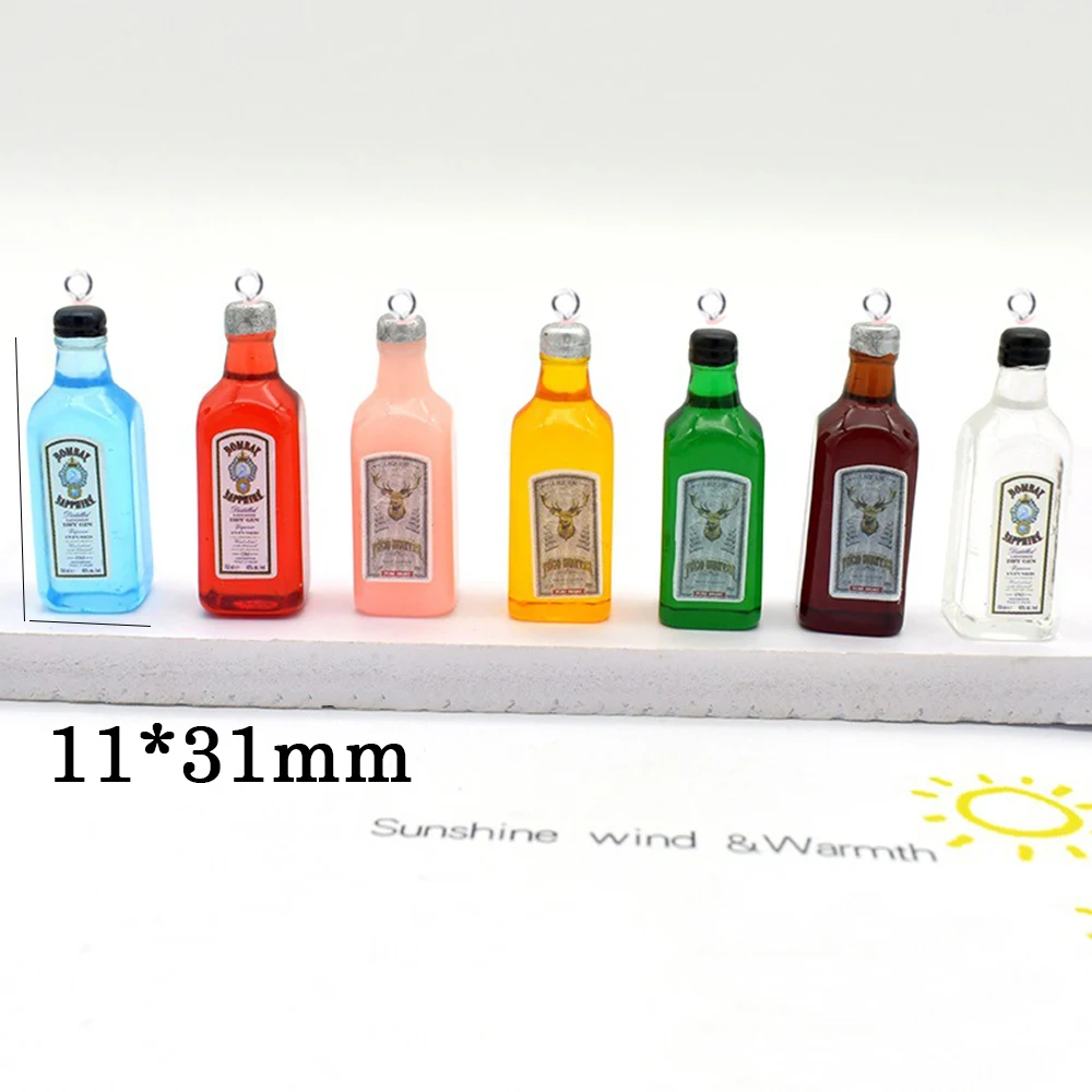 Yamily 10 шт./Смола Винная подвеска симуляция бутылки алкоголя для создания украшений для брелка-ключа, сережек, ожерелья.