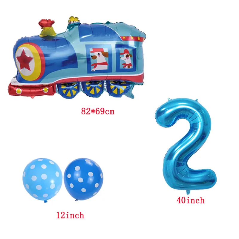 

40inch Number Foil Balloons with Cartoon Car Train Fire Truck Helium Balloon Children's Boy Birthday Party Decorations Kids