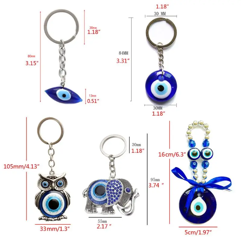 

Turkish Blue Evil Eye Keychain Car Key Ring Amulet Lucky Charm Pendant Jewelry