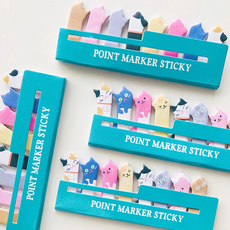 

2022 1set Cute Cartoon Kitty Cat Sticky Notes Index Posted It Planner Stationery School Supplies Paper Stickers Wholesale Gifts
