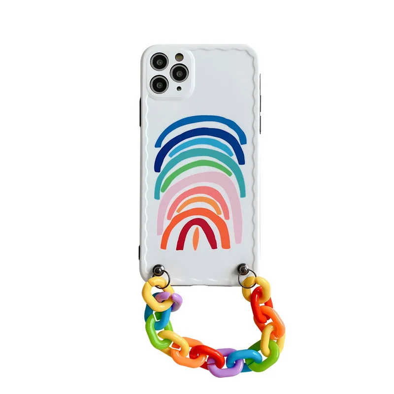 

Cute Silicone Chain Anti-drop Soft Shell Protective Cover Creativity Mobile Phone Accessories Case for 11 Pro 12 Pro Max Cover