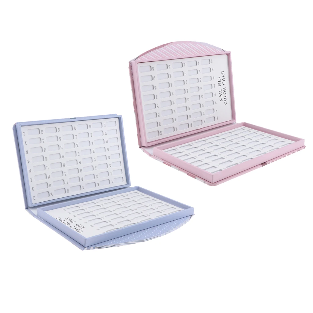 2 Set Total 176 Tips Display Space Book-shaped Nail Polish Color Artificial Nails Showing Board Manicure Practice Tools |