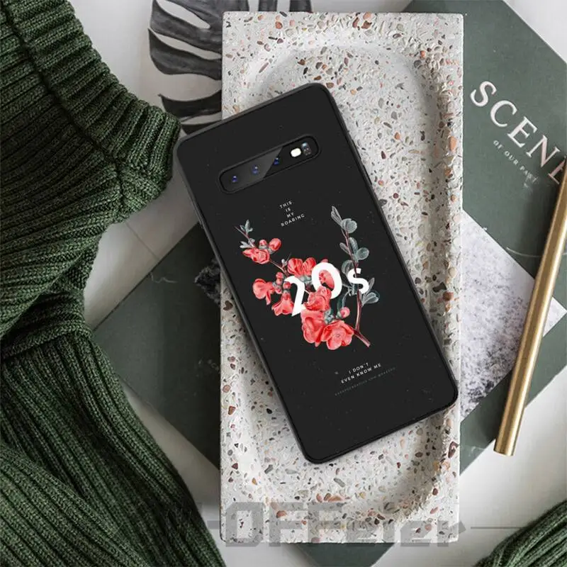Чехол для мобильного телефона Text flower для Samsung S8 Plus S9 S10 plus S10E lite S10-5G S20 UITRA, цвет черный.
