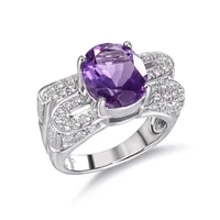 gz zongfa trendy 925 sterling silver ring handmade women ring natural amethyst wedding ring jewelry