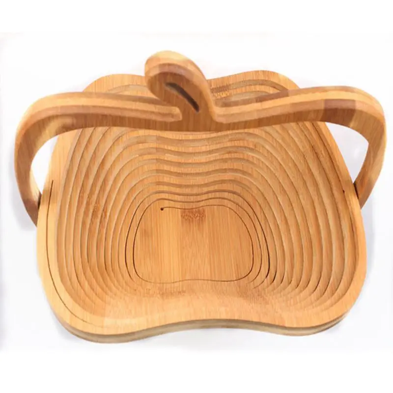Новинка Складная бамбуковая корзина в форме яблока раскладная корзинка для