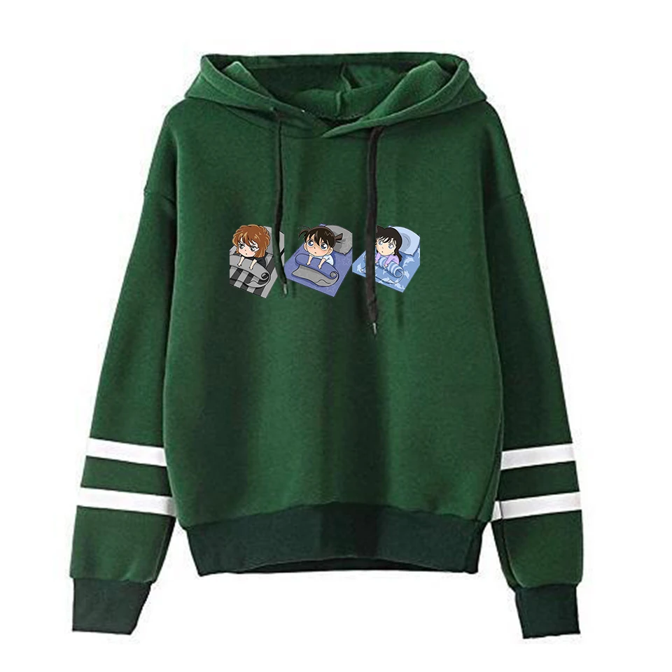 Green Detective Conan Fashion Print Case Closed Hoodies Outwear Sweatshirt Casual Unisex Soft Streetwear Trendy Hot sale Clothes - Цвет: Green