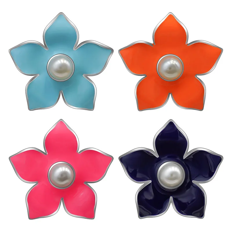 KZ3499 Новый красивый цветок жемчужный стиль металлический Серебряный цвет 18 мм защелкивающиеся кнопки Подходит для 18 мм защелкивающаяся искусственная бижутерия оптом