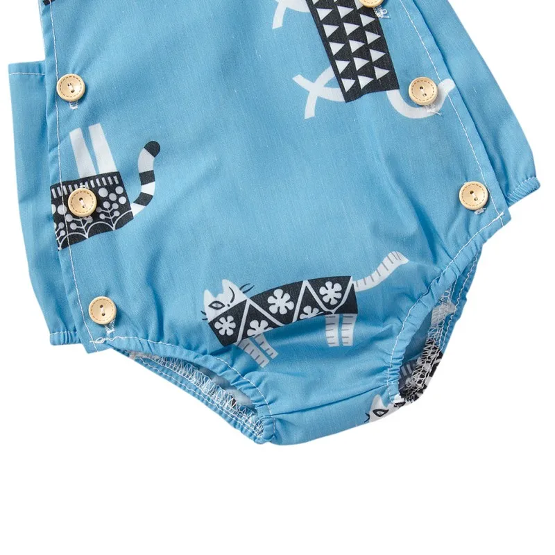 

Summer Baby Boys Girls Bodysuit Cotton Sleeveless Cartoon Print Sling Jumpsuit One-Pieces Clothes