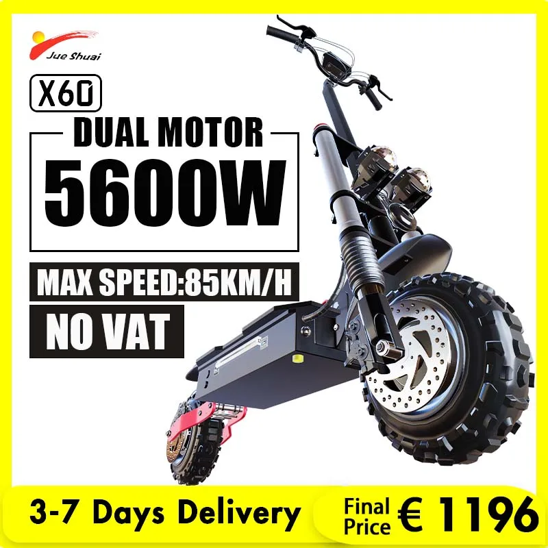 

Jueshuai X60 5600W Dual Motor Powerful Electric Scooter 85KM/H Max Speed Electric Scooters Adults 100KM Long Range E Scooter