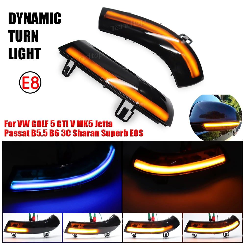 

For VW GOLF 5 GTI V MK5 Jetta Passat B5.5 B6 3C Sharan Superb EOS 2x Side Mirror Indicator Dynamic Blinker LED Turn Signal Light