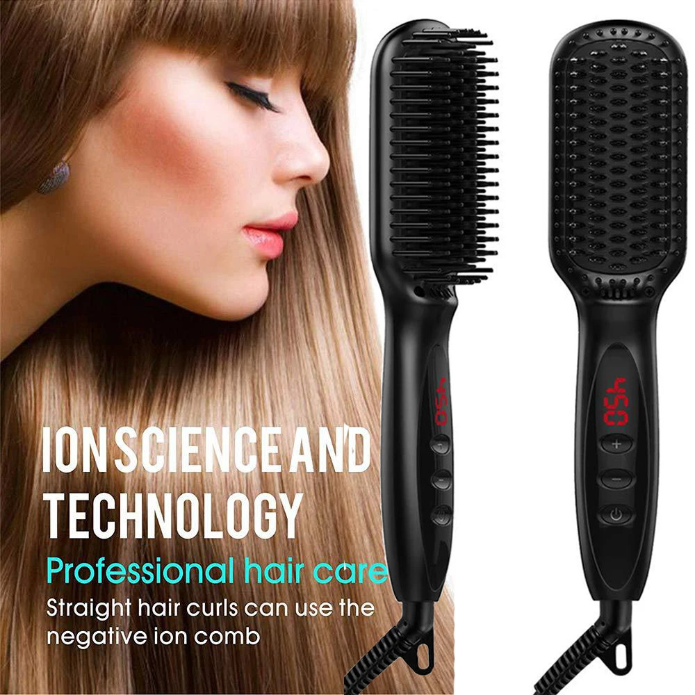 

Hair Straightenering Brush Straighteners Hair Comb Electric Beard Straightener Portable Hot Heating Hair Smooth Brush For Travel