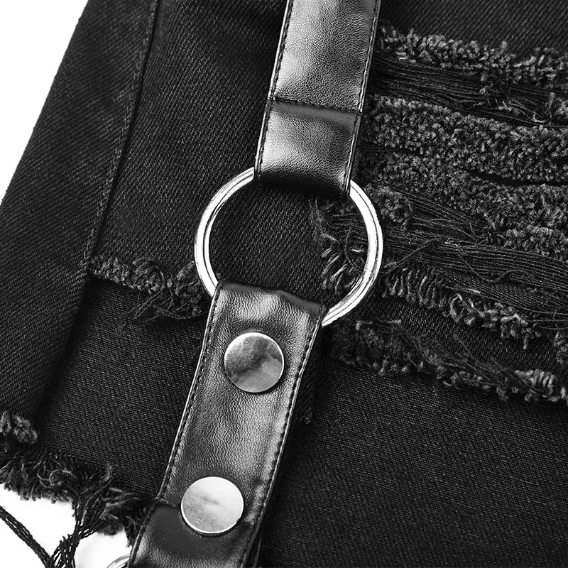 Женские черные шорты в стиле Панк RAVE новые металлические бандажные персикового