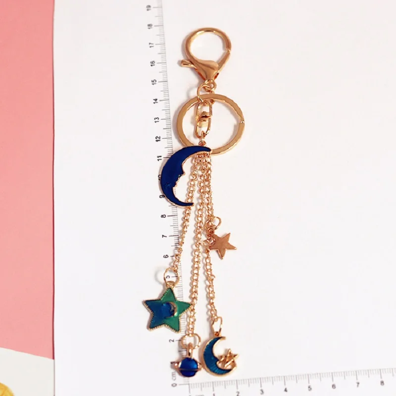 

Stylish Ins Dream Blue Sky Keychains Star Night Airpods Protective Case Key Chain Pendant Bluetooth Headset Bag Key Ring Pendant