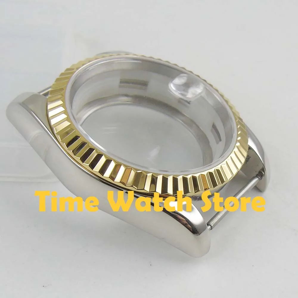 Чехол для часов из водонепроницаемого сапфирового стекла 36 мм с лупой и золотым