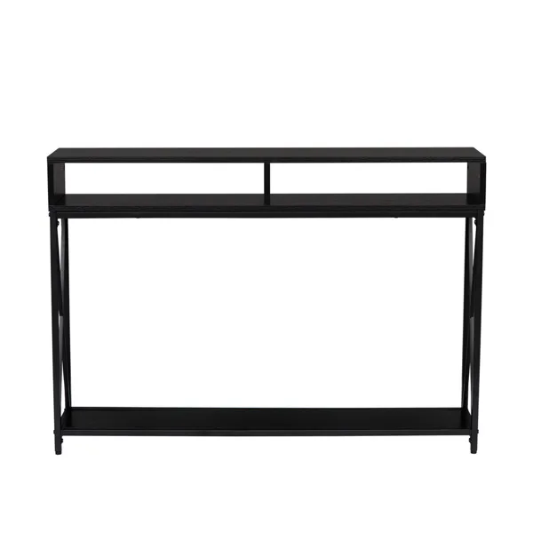 

Industrial Style Porch Table Side Cross, 3-layer Black Oak Triamine Board [108*23*76cm]