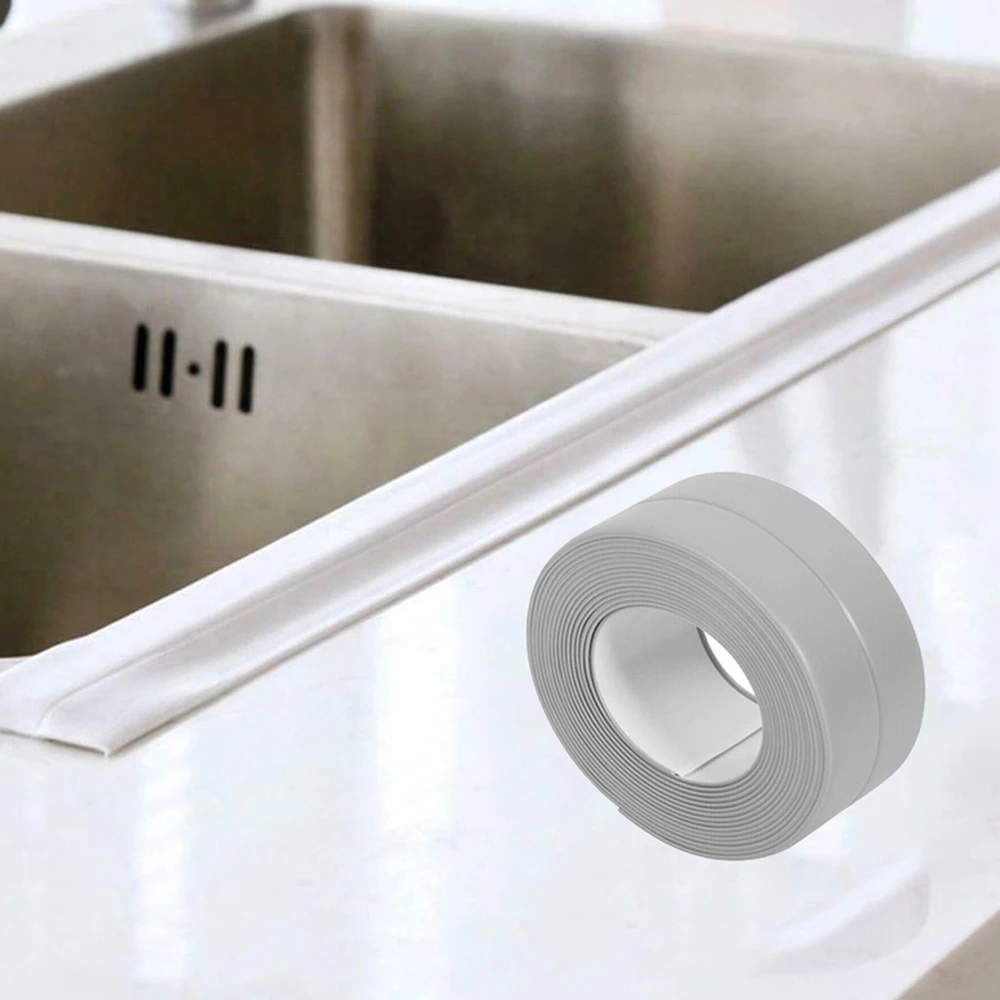 

2PCS 3.2M*3.8cm Self Adhesive Sealing Strip Waterproof Door Window Sink Basin Edge Sealing Tape Bathroom Kitchen Tool